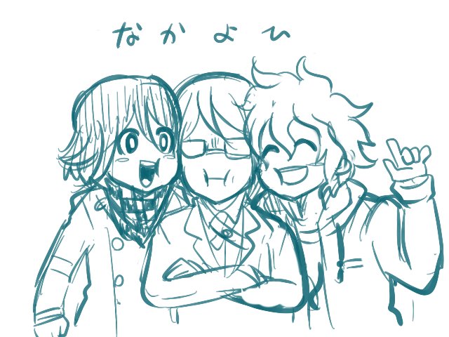 oma kokichi, komaeda nagito, and togami byakuya (danganronpa and 3 more) drawn by jonet