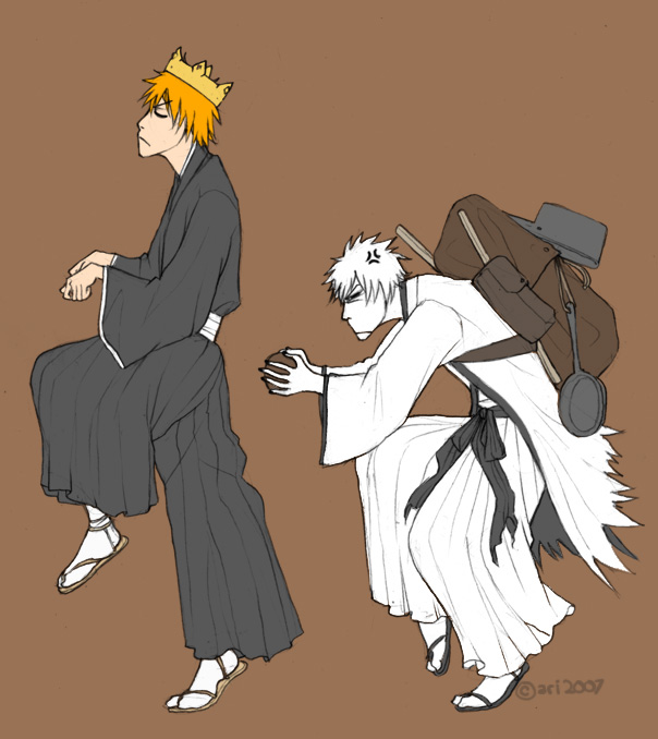kurosaki ichigo and hollow ichigo (bleach and 2 more) drawn by sidhefaer
