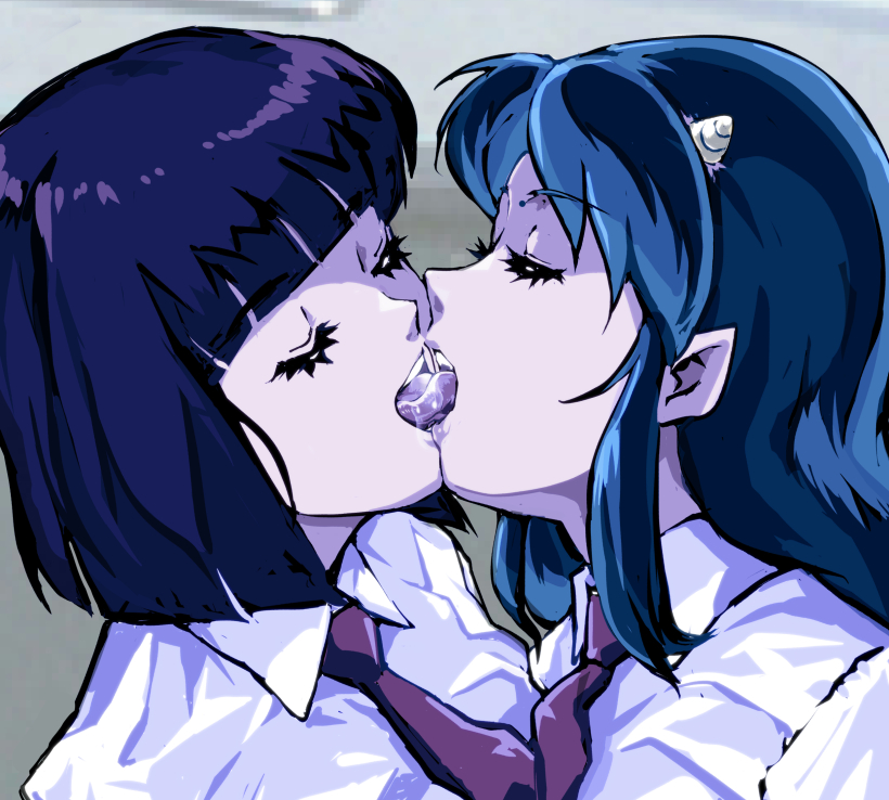lum and miyake shinobu (urusei yatsura) drawn by kamisimo_90
