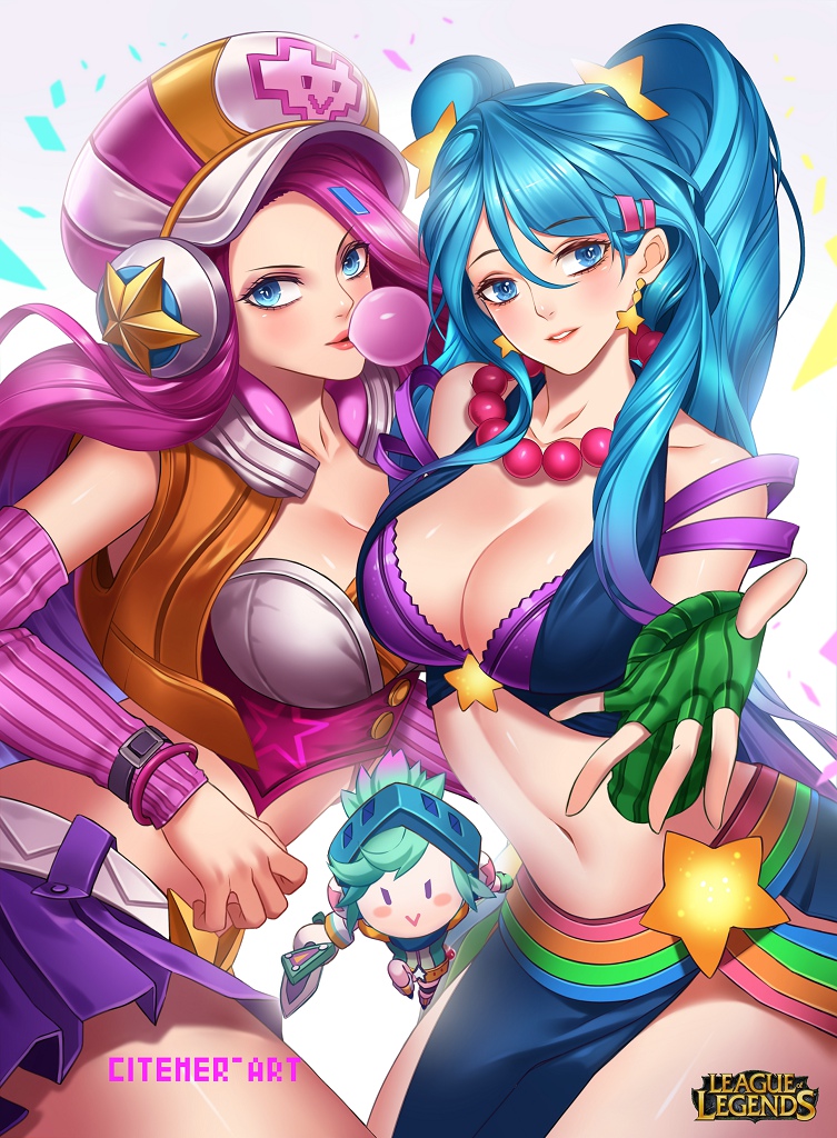 sona, riven, miss fortune, arcade sona, and arcade miss fortune (league of legends) drawn by citemer