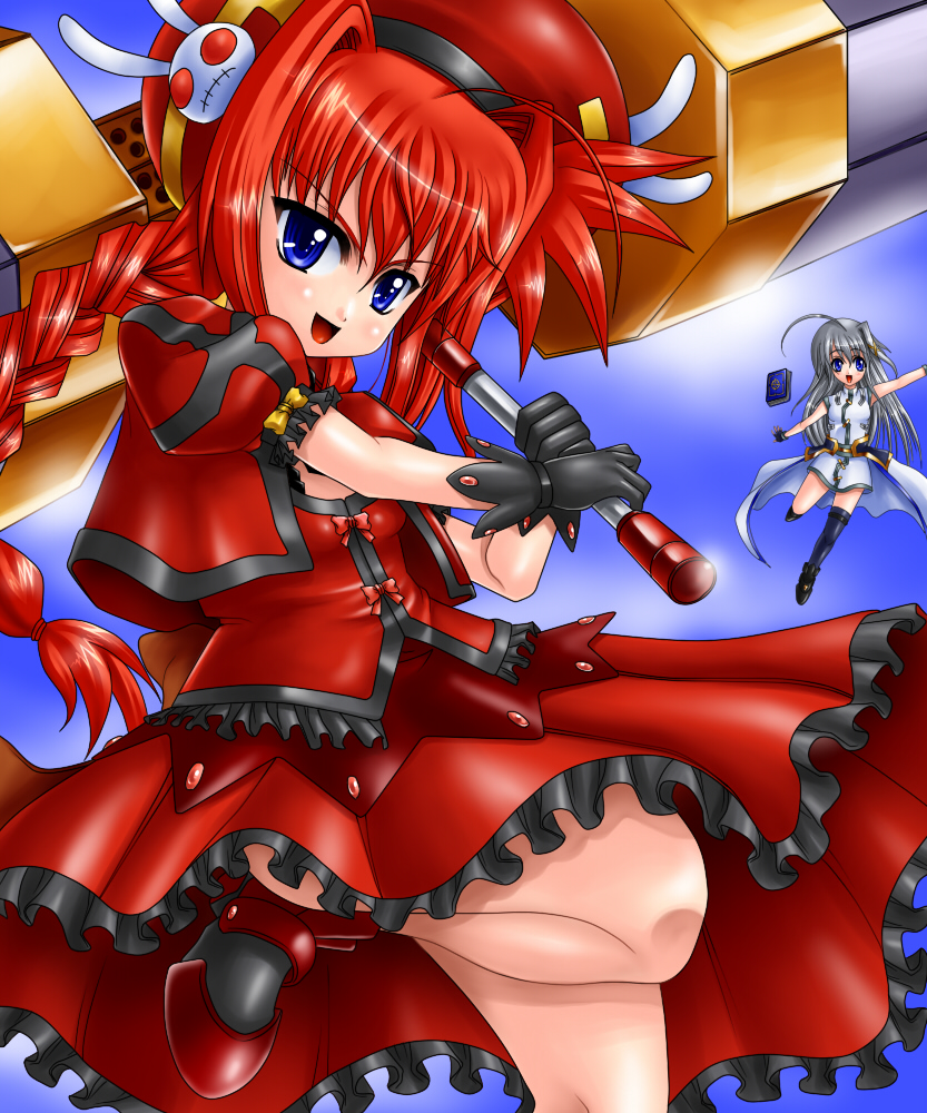 vita, reinforce zwei, graf eisen, and book of the azure sky (lyrical nanoha and 1 more) drawn by gao_(naodayo)