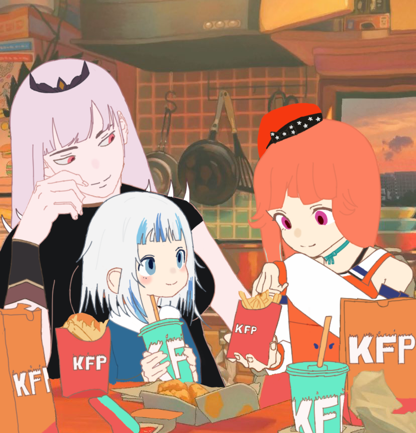 gawr gura, mori calliope, and takanashi kiara (hololive and 3 more) drawn by zuccermeizer