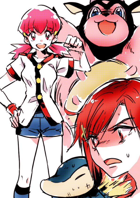 hino akane, cyndaquil, whitney, and miltank (pokemon and 3 more) drawn by tima