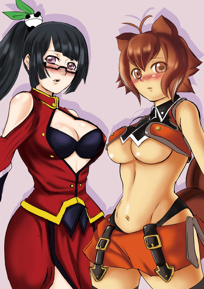 makoto nanaya, litchi faye ling, and lao jiu (blazblue) drawn by yappy_(yapis_company)