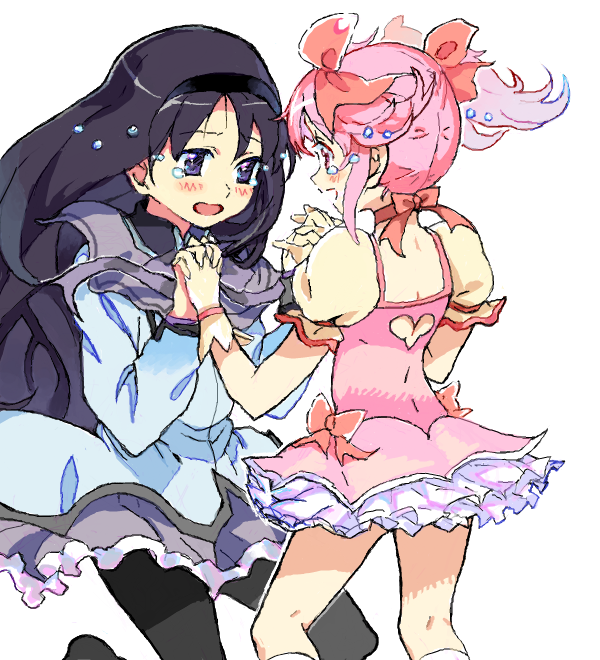 akemi homura and kaname madoka (mahou shoujo madoka magica) drawn by keruru