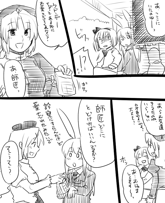 konpaku youmu, reisen udongein inaba, and yagokoro eirin (touhou) drawn by koyama_shigeru