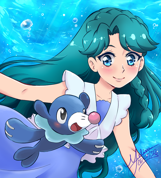 popplio and kaidou minami (pokemon and 2 more) drawn by mel-chan