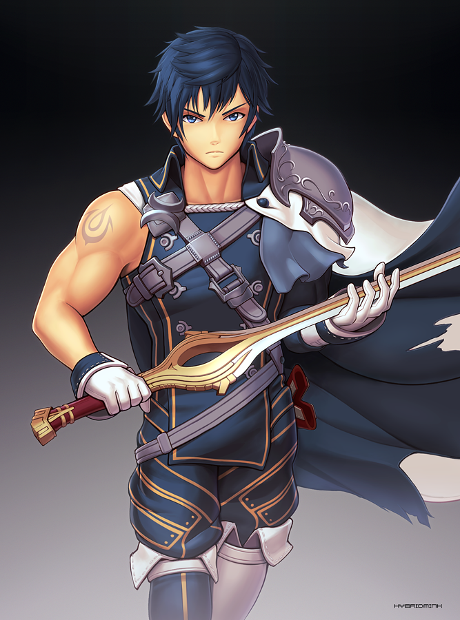 chrom (fire emblem and 2 more) drawn by hybridmink