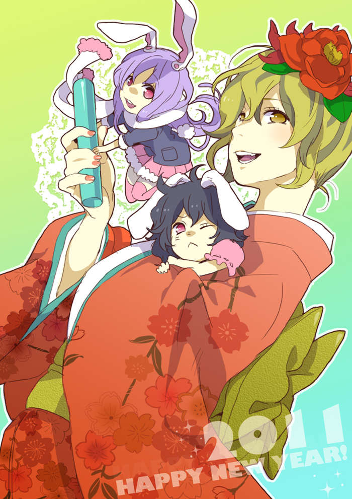 reisen udongein inaba, inaba tewi, and toramaru shou (touhou) drawn by tongori