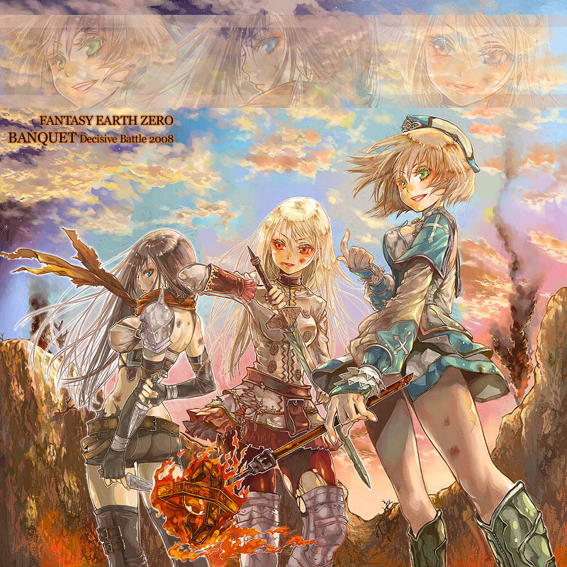 sorcerer, scout, and warrior (fantasy earth zero and 1 more) drawn by suga_koharu