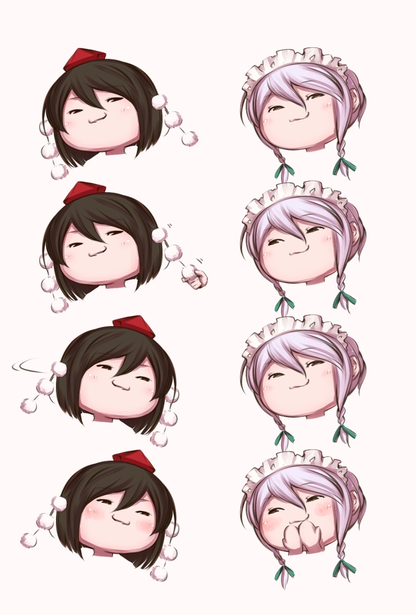 izayoi sakuya, shameimaru aya, kimeemaru, and yokohama sakuya (touhou) drawn by ayasaka