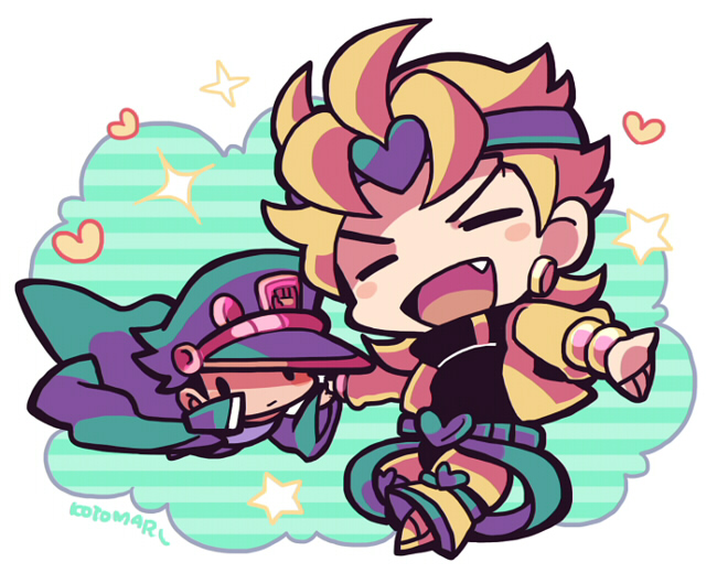kujo jotaro and dio brando (jojo no kimyou na bouken and 1 more) drawn by kotorai