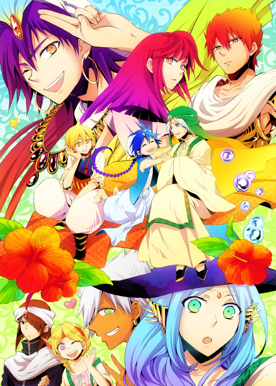 morgiana, aladdin, alibaba saluja, sinbad, ja'far, and 5 more (magi the labyrinth of magic) drawn by hakyou_(hakyo)