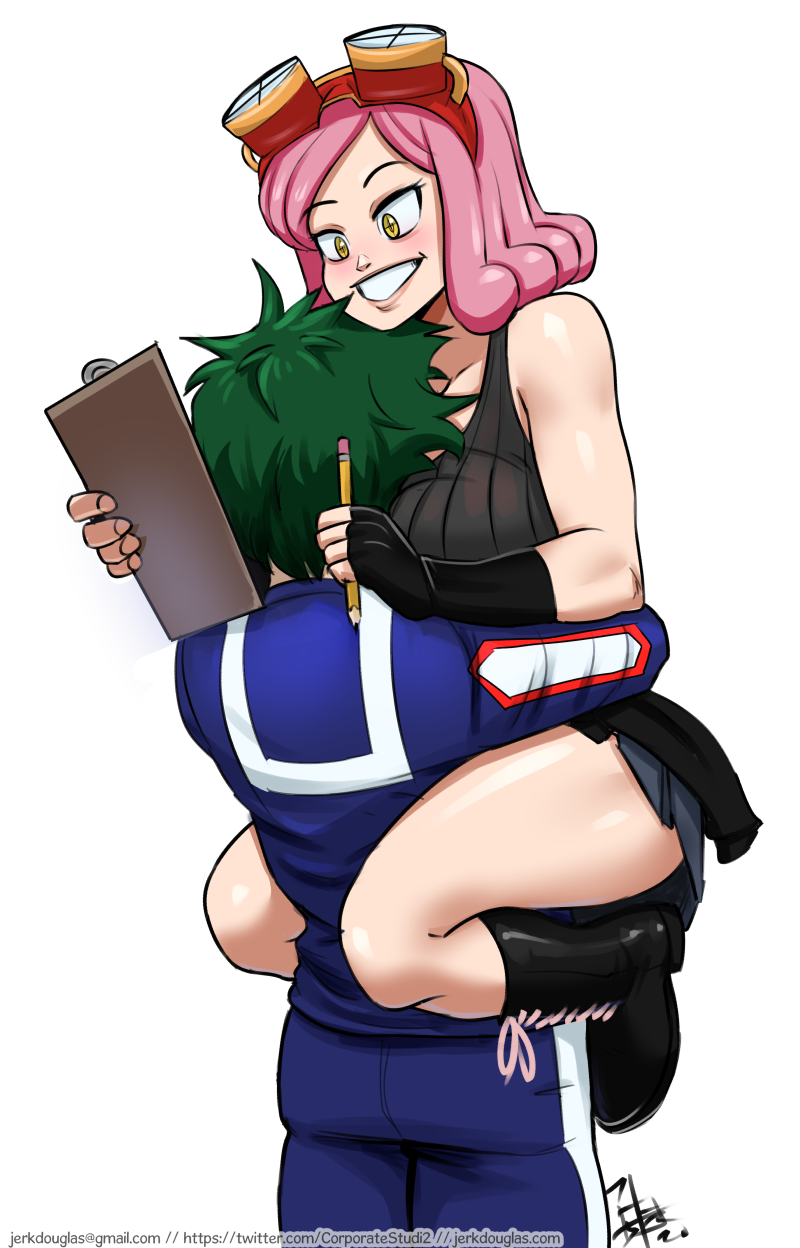 midoriya izuku and hatsume mei (boku no hero academia) drawn by jerk_douglas