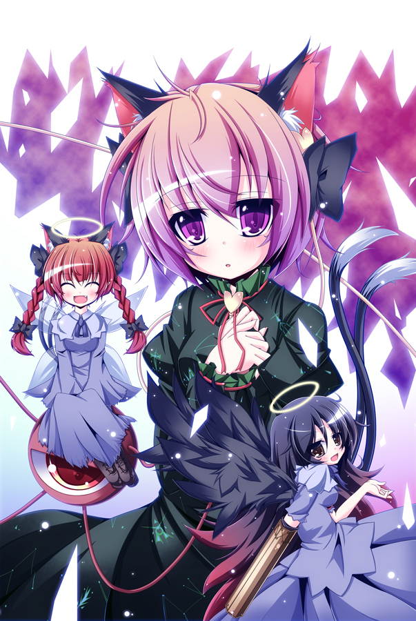 komeiji satori, kaenbyou rin, reiuji utsuho, and zombie fairy (touhou) drawn by futase_hijiri