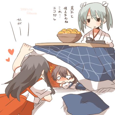 kaga, akagi, and zuikaku (kantai collection) drawn by rebecca_(keinelove)