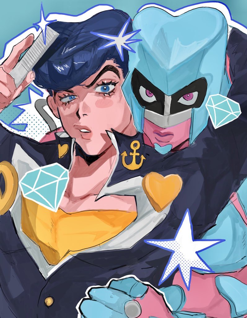 higashikata josuke and crazy diamond (jojo no kimyou na bouken and 1 more) drawn by matubaru_chan