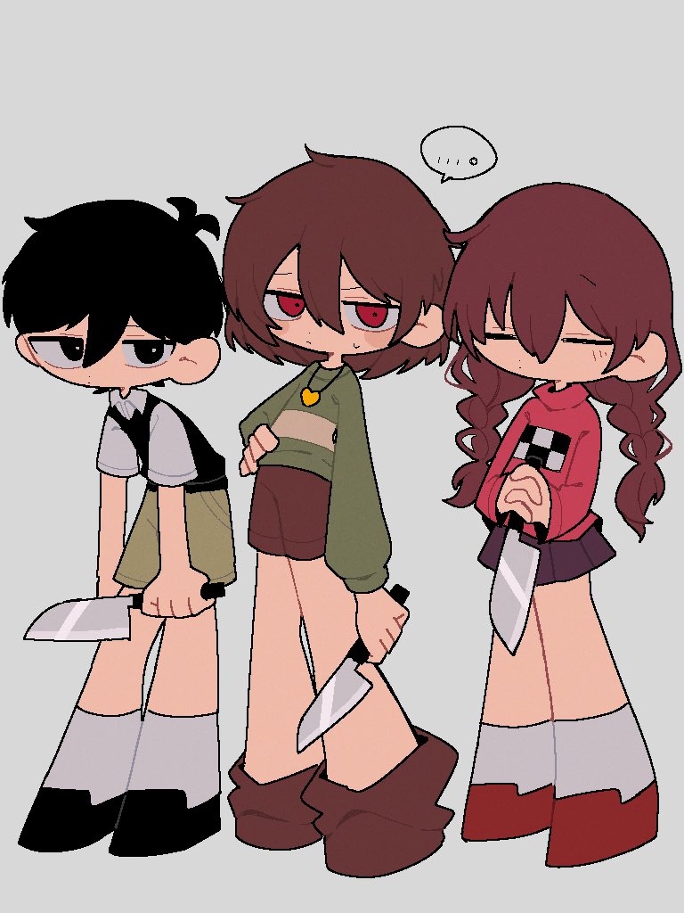 sunny, madotsuki, and chara (omori and 2 more) drawn by shiba_inu_(j1piwzrj8xdzywk)