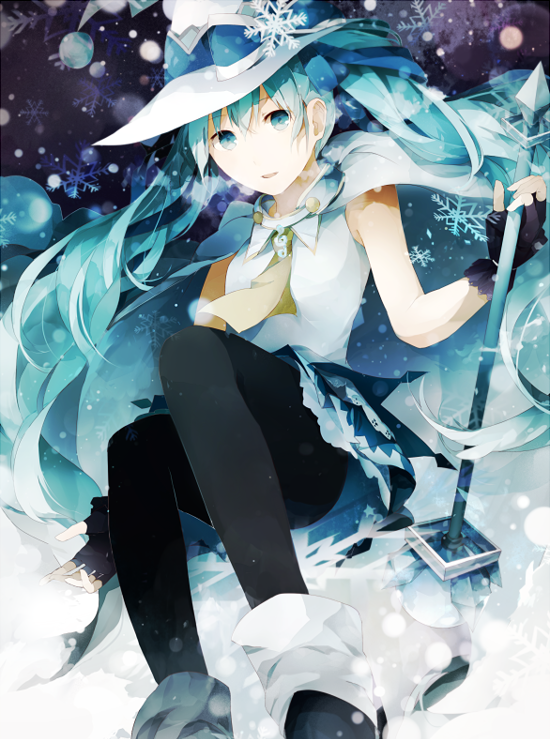 hatsune miku and yuki miku (vocaloid) drawn by aji77