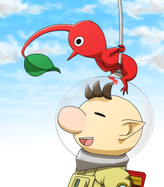 red pikmin and olimar (pikmin) drawn by naru_(wish_field)