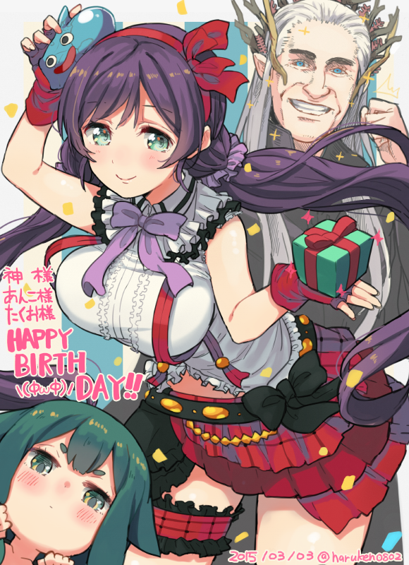 tojo nozomi, slime, miya utsutsu, and thranduil (love live! and 5 more) drawn by haruken