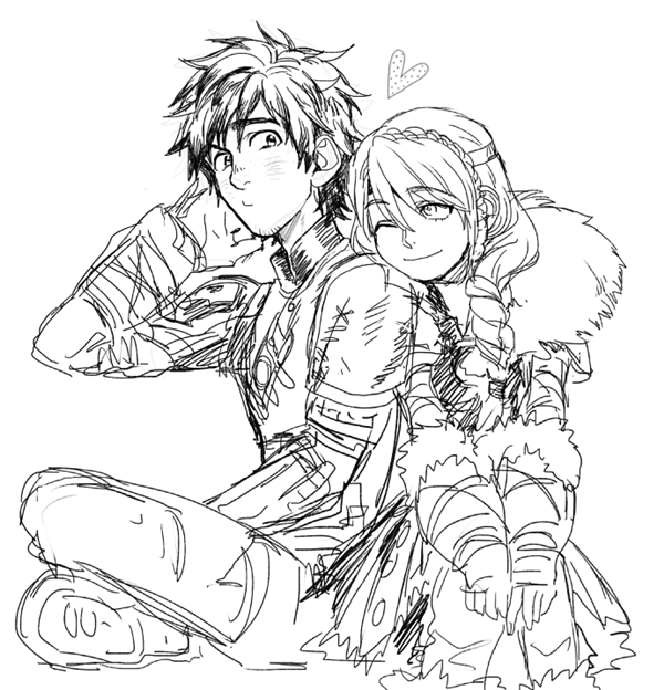 astrid hofferson and hiccup horrendous haddock iii (how to train your dragon and 1 more) drawn by onegingek