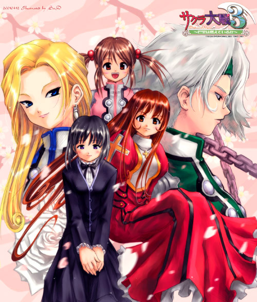 erica fontaine, glycine bleumer, coquelicot, lobelia carlini, and kitaooji hanabi (sakura taisen and 1 more) drawn by seedark