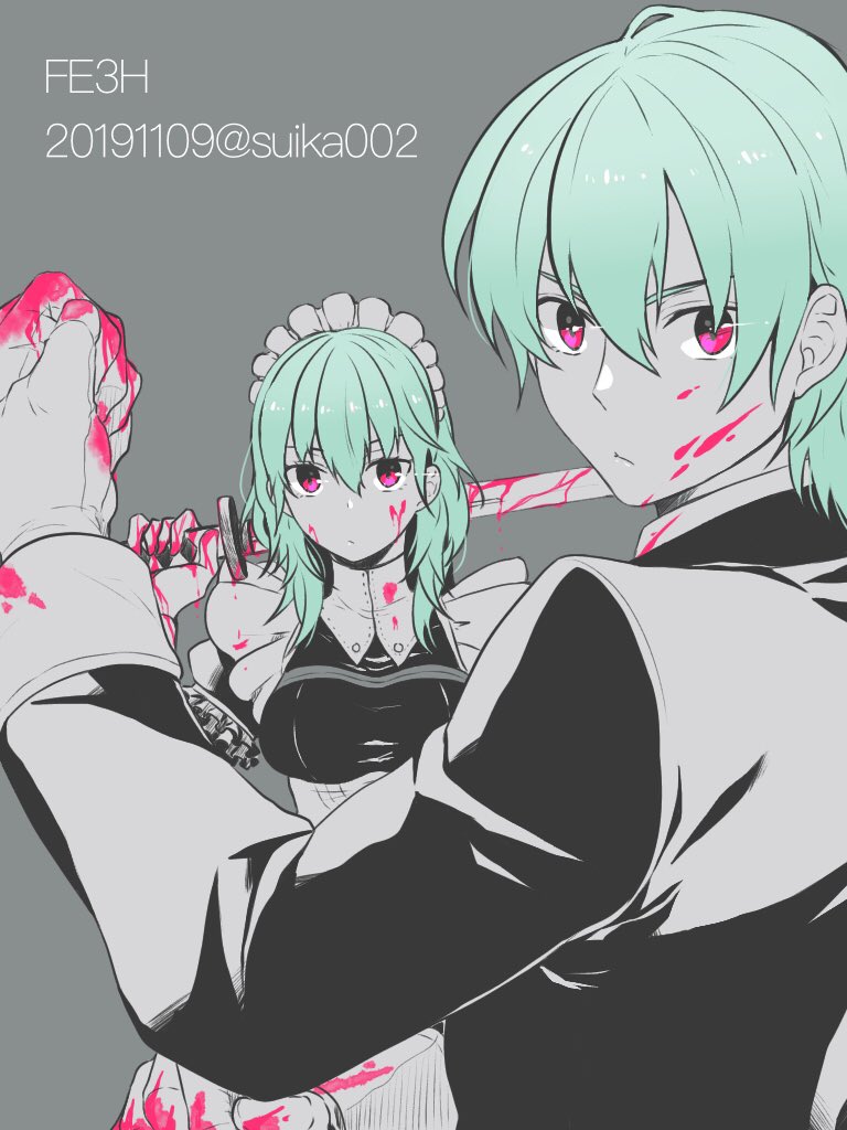 female byleth and male byleth (fire emblem and 1 more) drawn by ijiro_suika