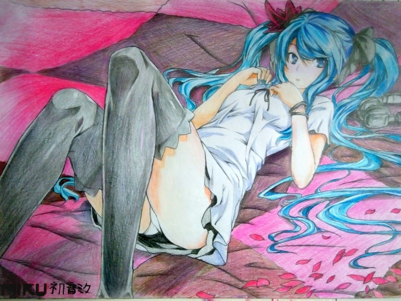 hatsune miku (vocaloid and 1 more) drawn by xinjian_wenjian_jia