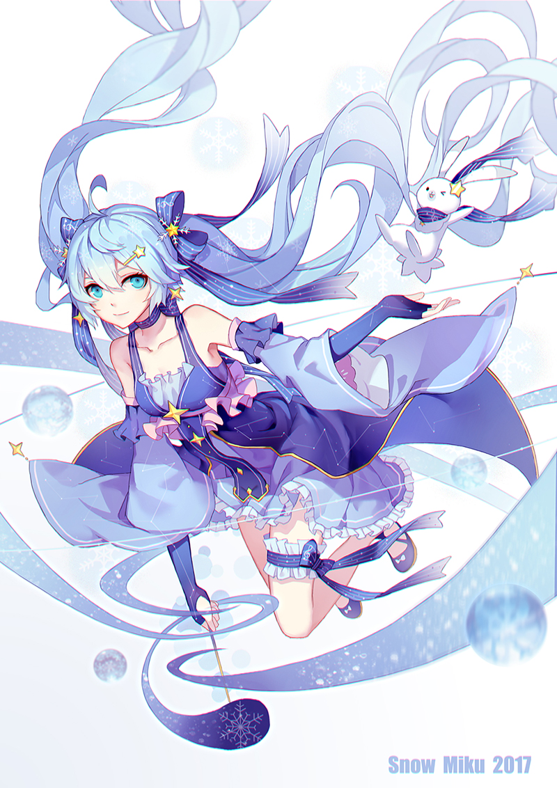 hatsune miku, yuki miku, and rabbit yukine (vocaloid and 1 more) drawn by duoruimi_fasuo