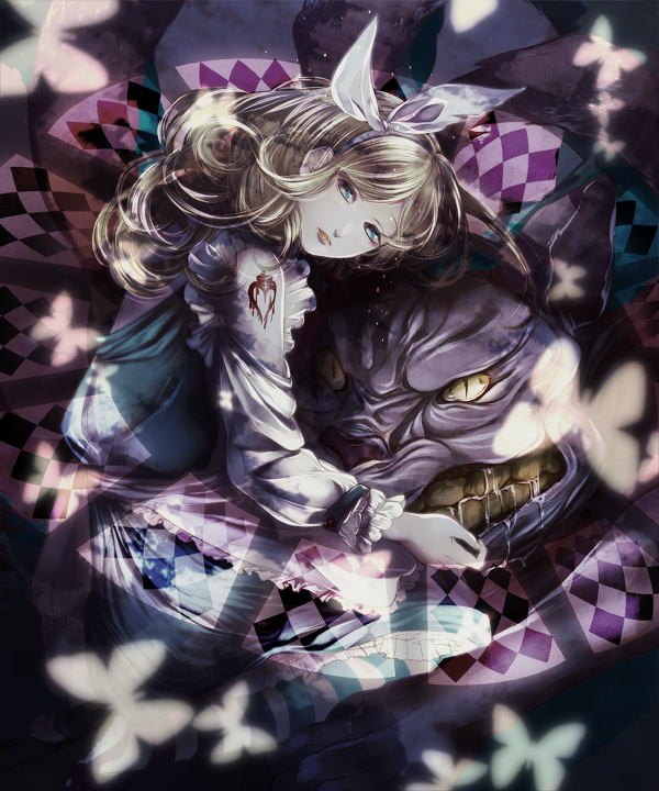 alice and cheshire cat (alice's adventures in wonderland and 1 more) drawn by amase_(siki696)