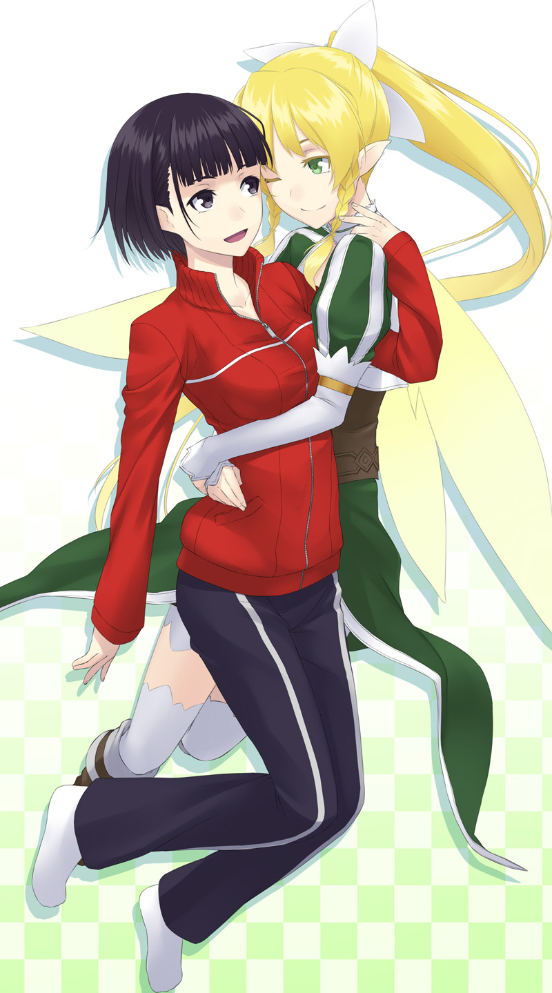 kirigaya suguha and leafa (sword art online) drawn by juu_ho