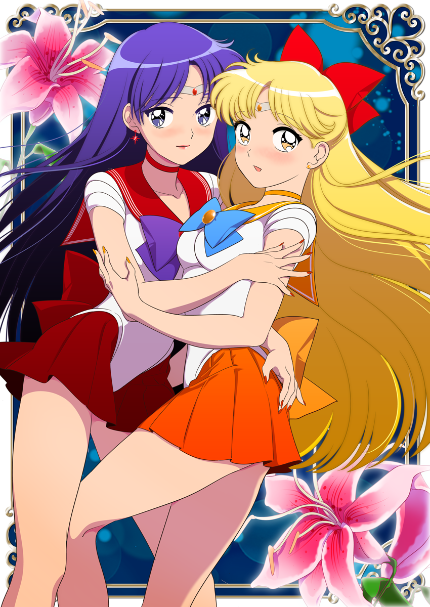 aino minako, hino rei, sailor venus, and sailor mars (bishoujo senshi sailor moon) drawn by ofuton_zeb
