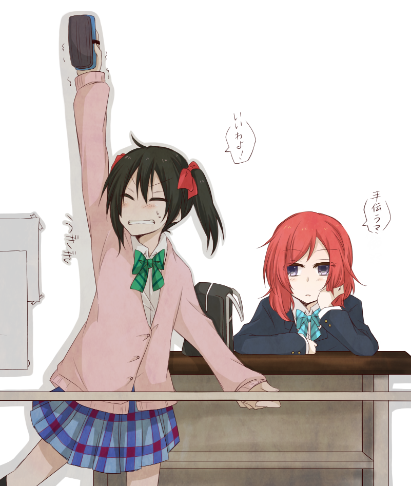 nishikino maki and yazawa nico (love live! and 1 more) drawn by yuuta_(monochrome)