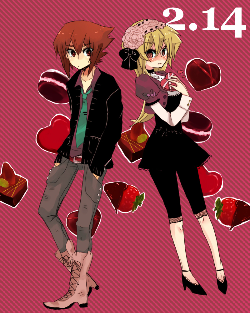 yuki judai and tenjouin asuka (yu-gi-oh! and 1 more) drawn by kuchibashi