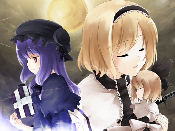 alice margatroid, patchouli knowledge, and hourai doll (touhou) drawn by sakuraba_yuuki