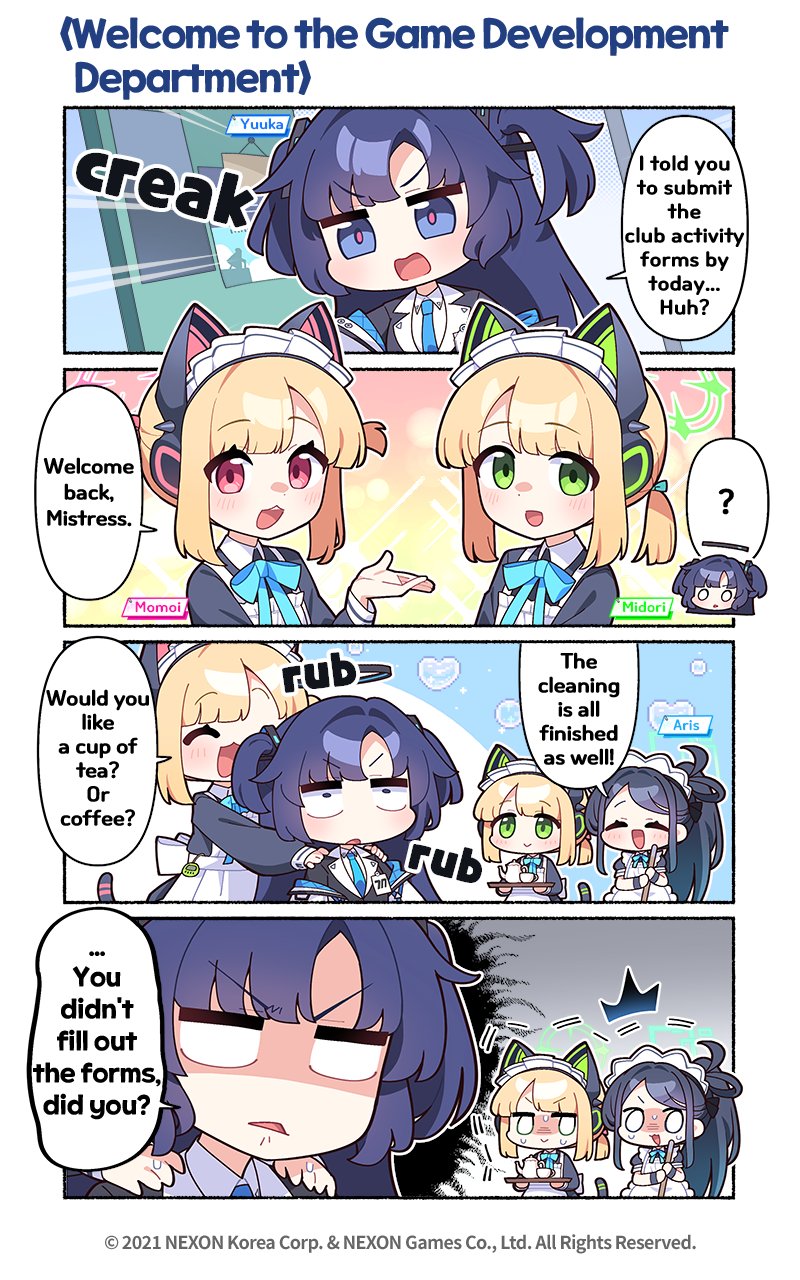 yuuka, aris, momoi, and midori (blue archive) drawn by donmin_h