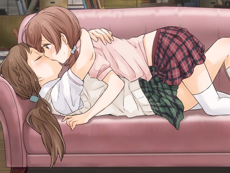 maki seina and aihara miki (okujou no yurirei-san) drawn by pe88y_(yu_tsugirls)