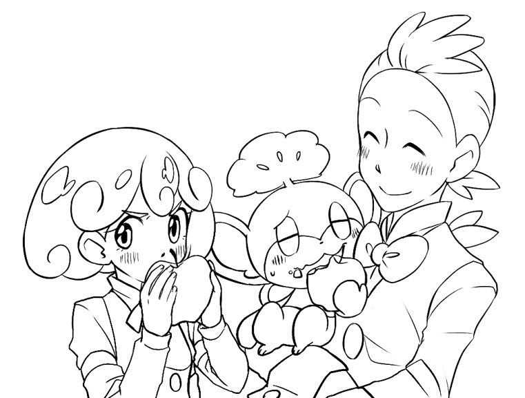 cilan, pansage, and burgundy (pokemon and 1 more) drawn by mizumori_namo