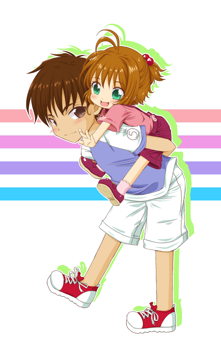 kinomoto sakura and kinomoto touya (cardcaptor sakura) drawn by danime
