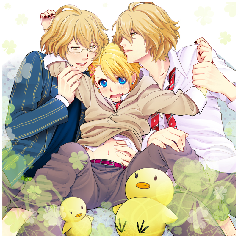 kurusu shou, shinomiya natsuki, and shinomiya satsuki (uta no prince-sama) drawn by puico