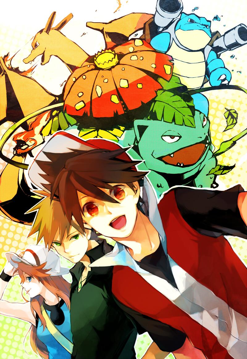 red, blue oak, charizard, green, venusaur, and 1 more (pokemon and 1 more) drawn by lupicam