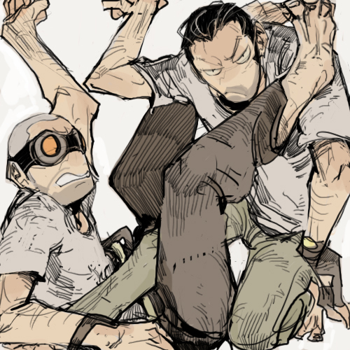 engineer and sniper (team fortress 2) drawn by 22_(tak_ja)