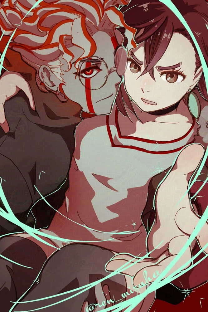 ayase momo and takakura ken (dandadan) drawn by ren_mizuha
