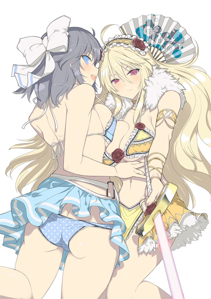 yumi and leo (senran kagura and 1 more) drawn by yaegashi_nan