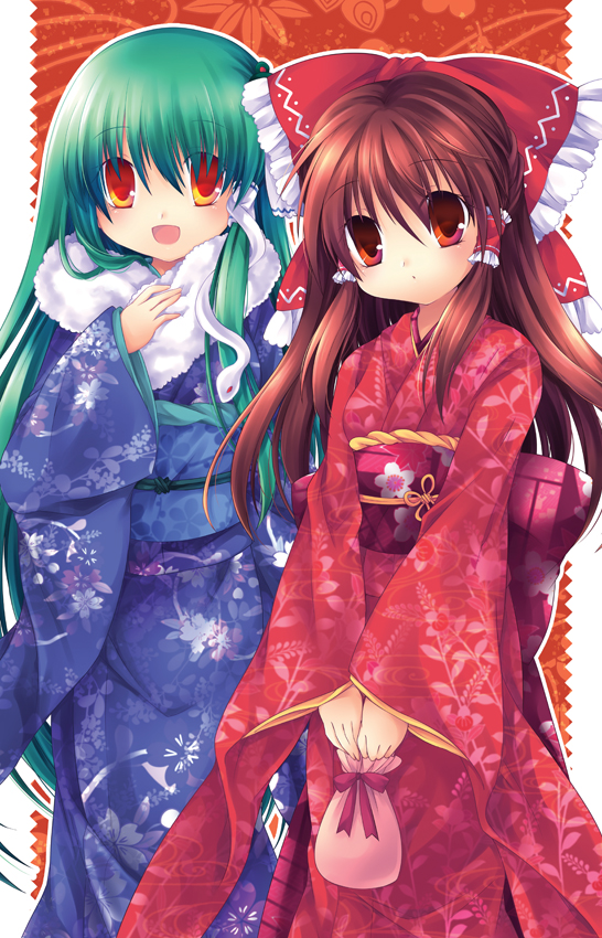 hakurei reimu and kochiya sanae (touhou) drawn by anna_(small_night)