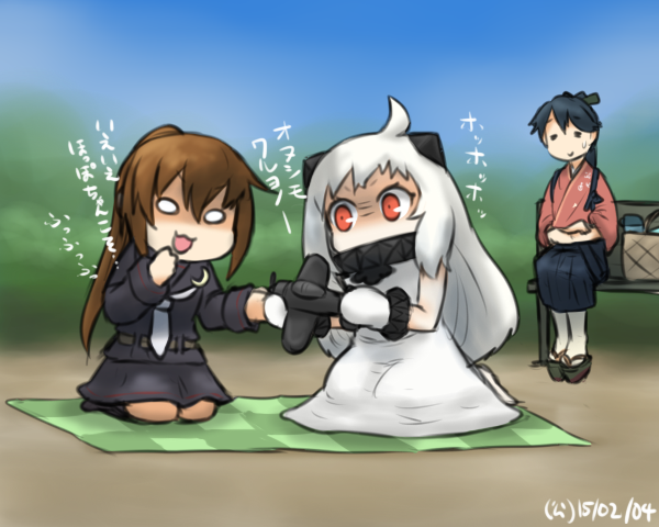 houshou, northern ocean princess, and fumizuki (kantai collection) drawn by hamu_koutarou
