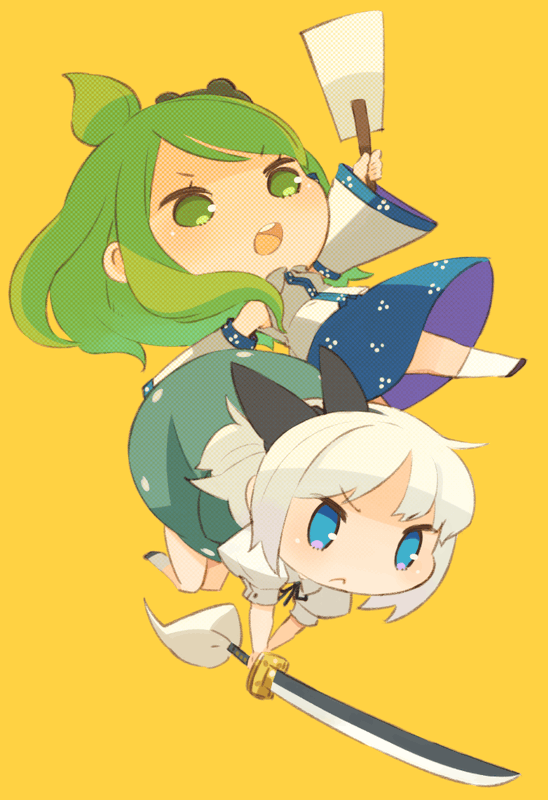 kochiya sanae and konpaku youmu (touhou) drawn by mota
