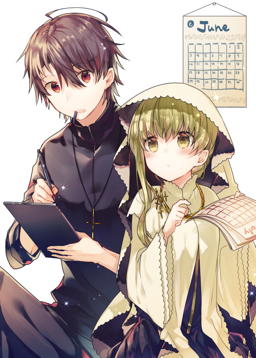 cecilia and lawrence (shiro seijo to kuro bokushi) drawn by kazutake_hazano