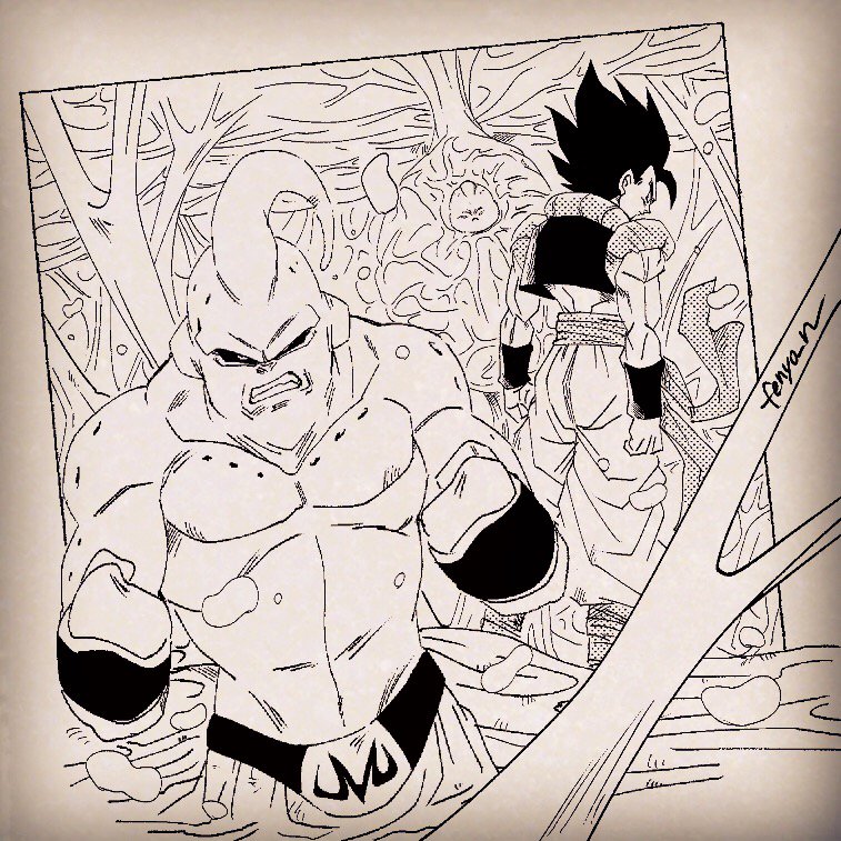 gogeta, majin buu, and super buu (dragon ball and 1 more) drawn by fenyon